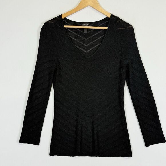 Eileen Fisher Sweaters - Eileen Fisher Sweater Top Women Medium Black Chevron Metallic Quiet Luxe Office